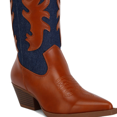 fallen patchwork cowboy boots#color_blue