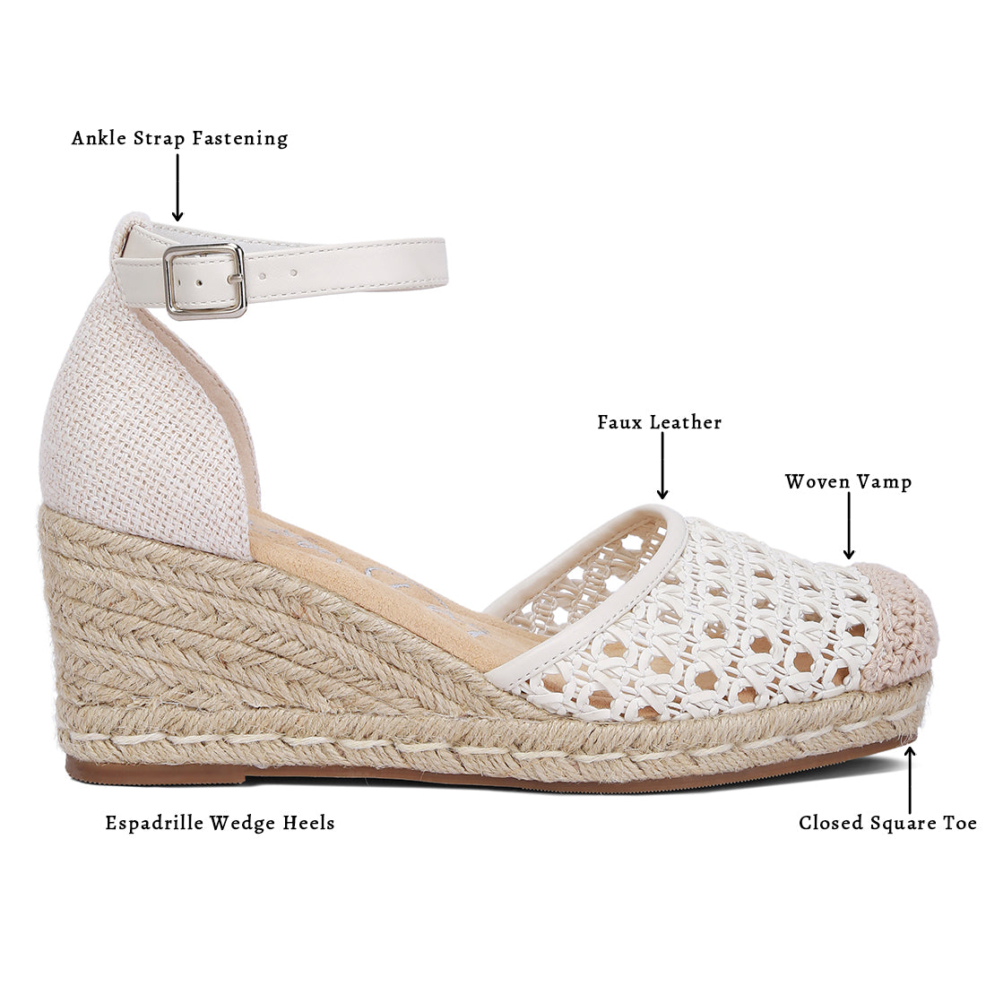 pin buckle wedge heel espadrilles#color_white