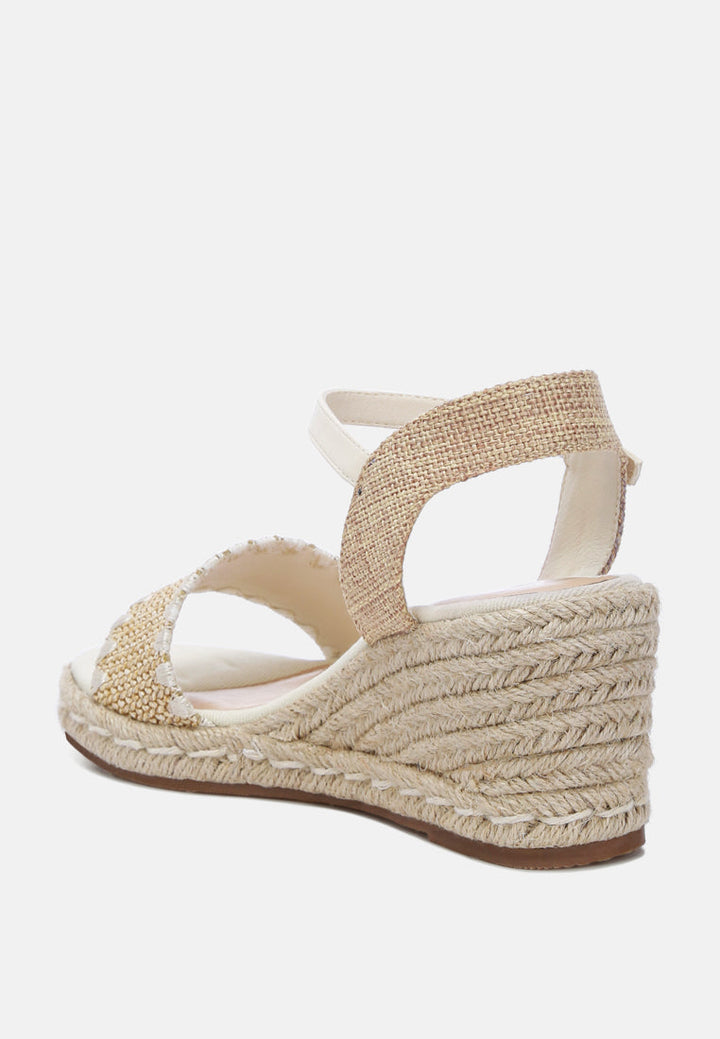 raffia wedge heel espadrilles#color_beige