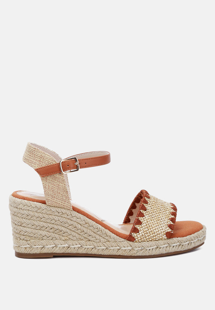 raffia wedge heel espadrilles#color_tan