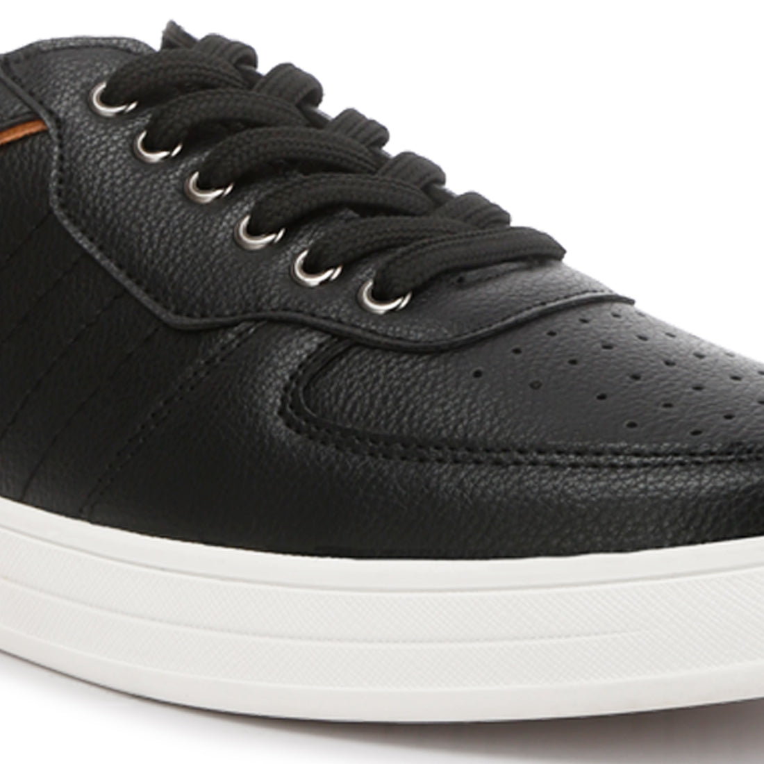 casual perforated detail sneakers#color_black