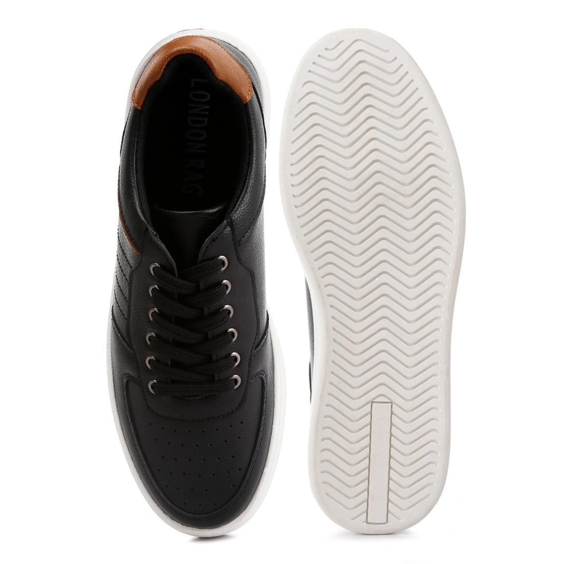 casual perforated detail sneakers#color_black