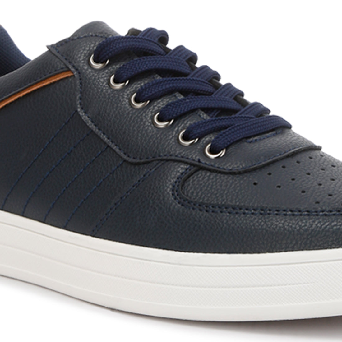 casual perforated detail sneakers#color_navy