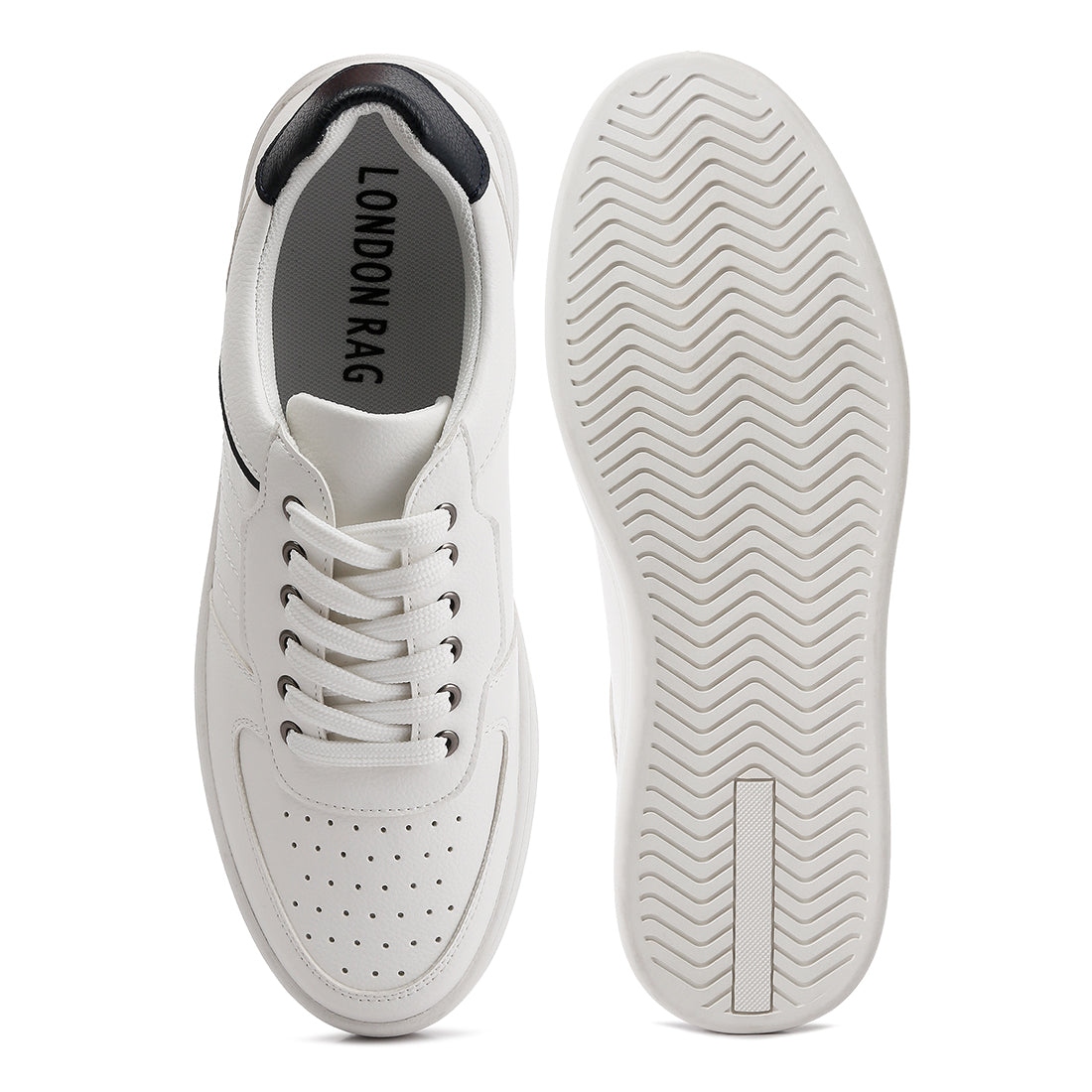 casual perforated detail sneakers#color_white