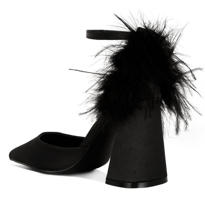 fur detail block heel sandals#color_black