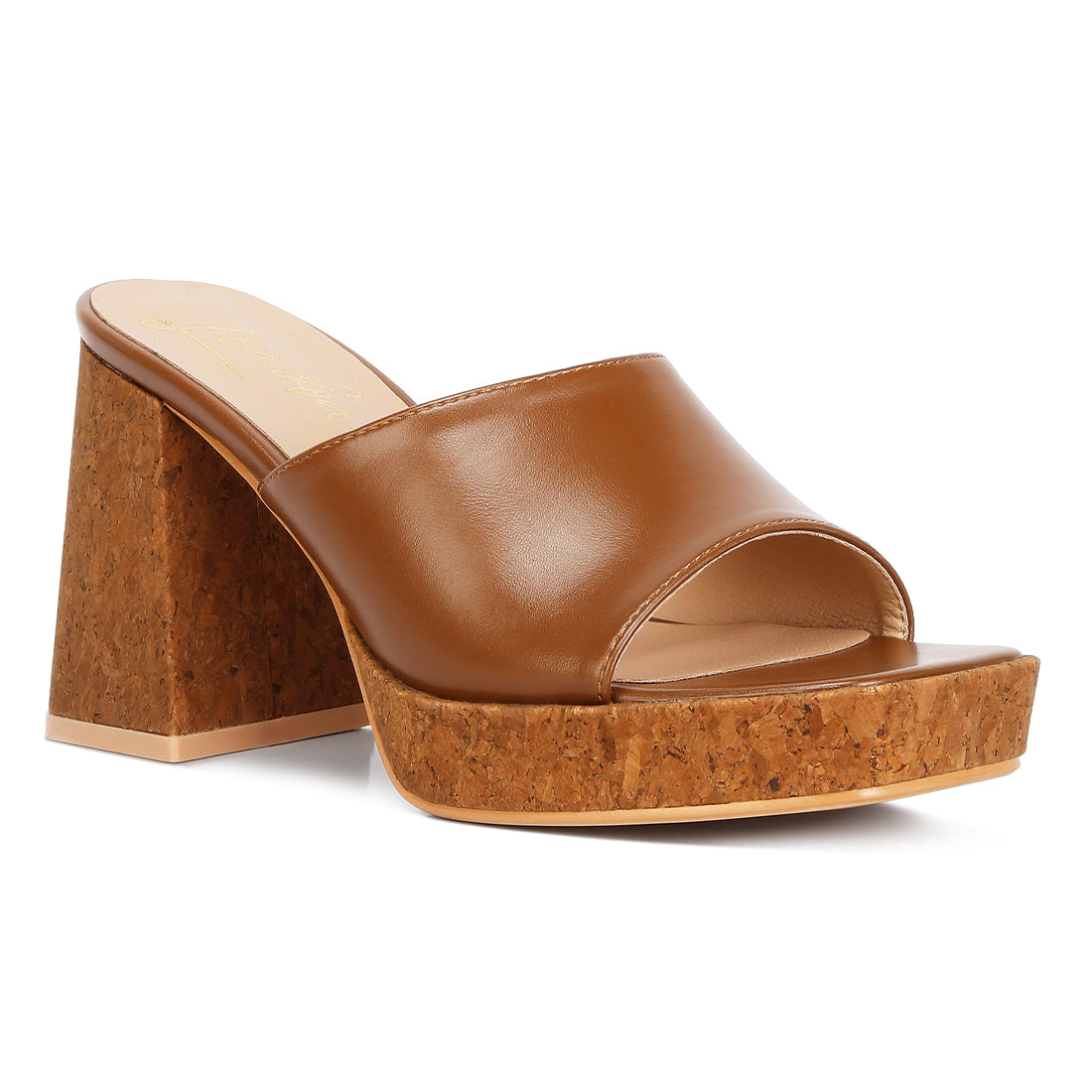 flared block heel sandals#color_tan