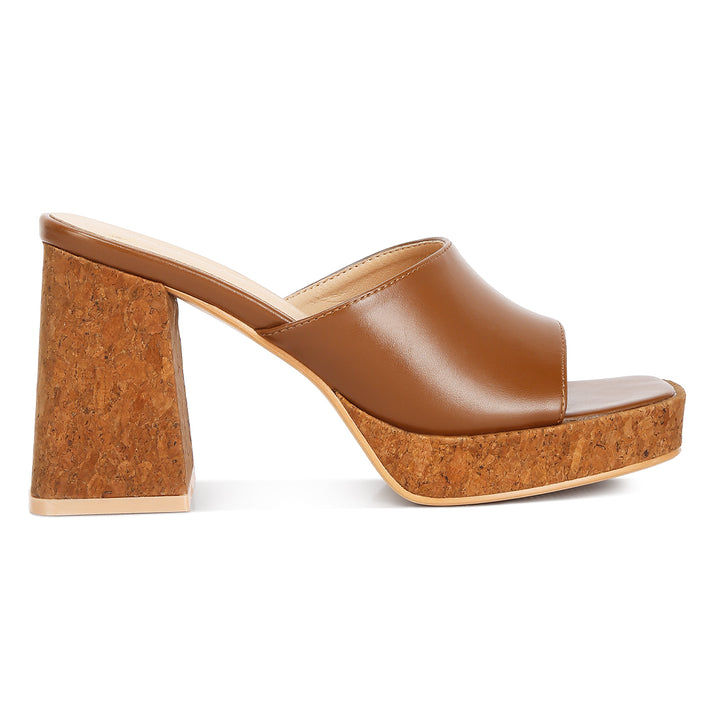 flared block heel sandals#color_tan