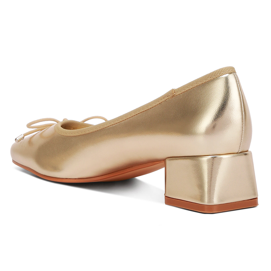 metallic low block heel ballerinas#color_gold