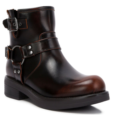 allux pin buckle boots#color_brown