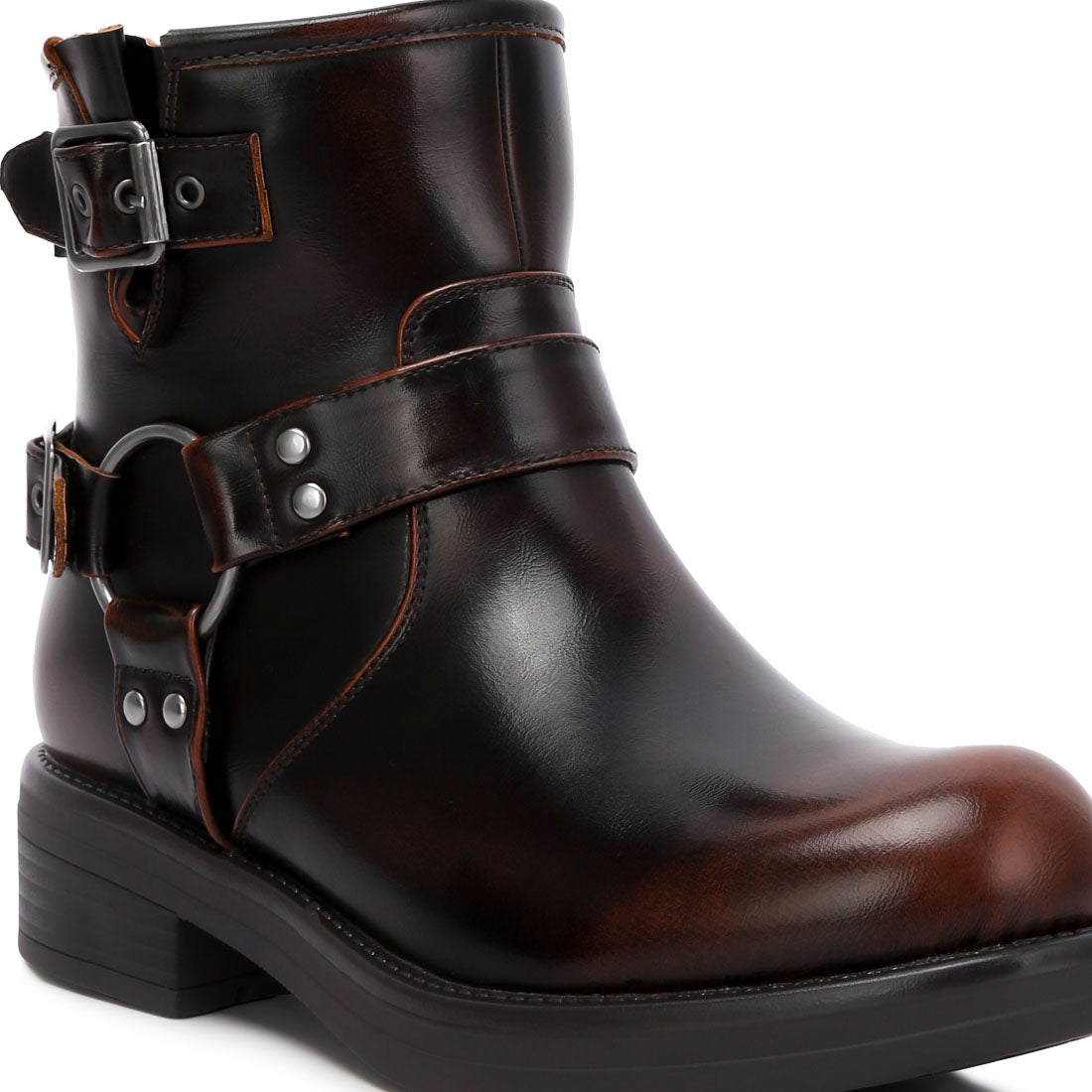 allux pin buckle boots#color_brown