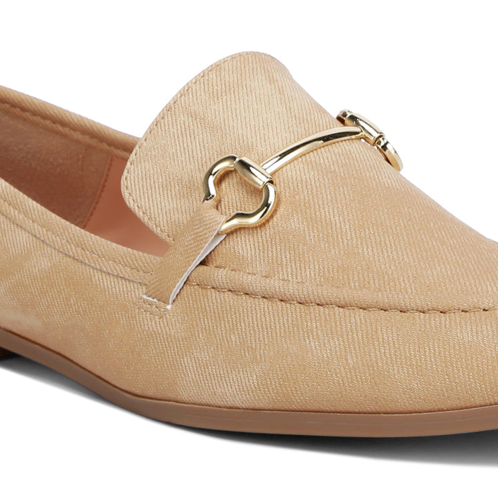 Horsebit Embellished Canvas Loafers