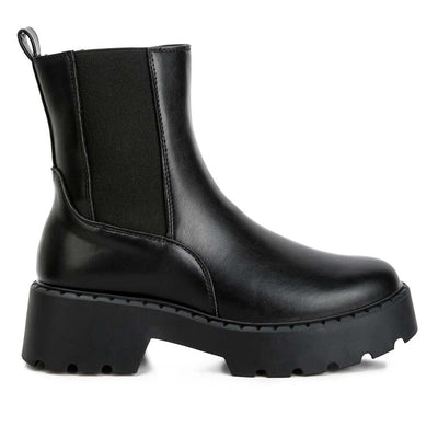 Faux Leather Elasticated Chelsea Boots