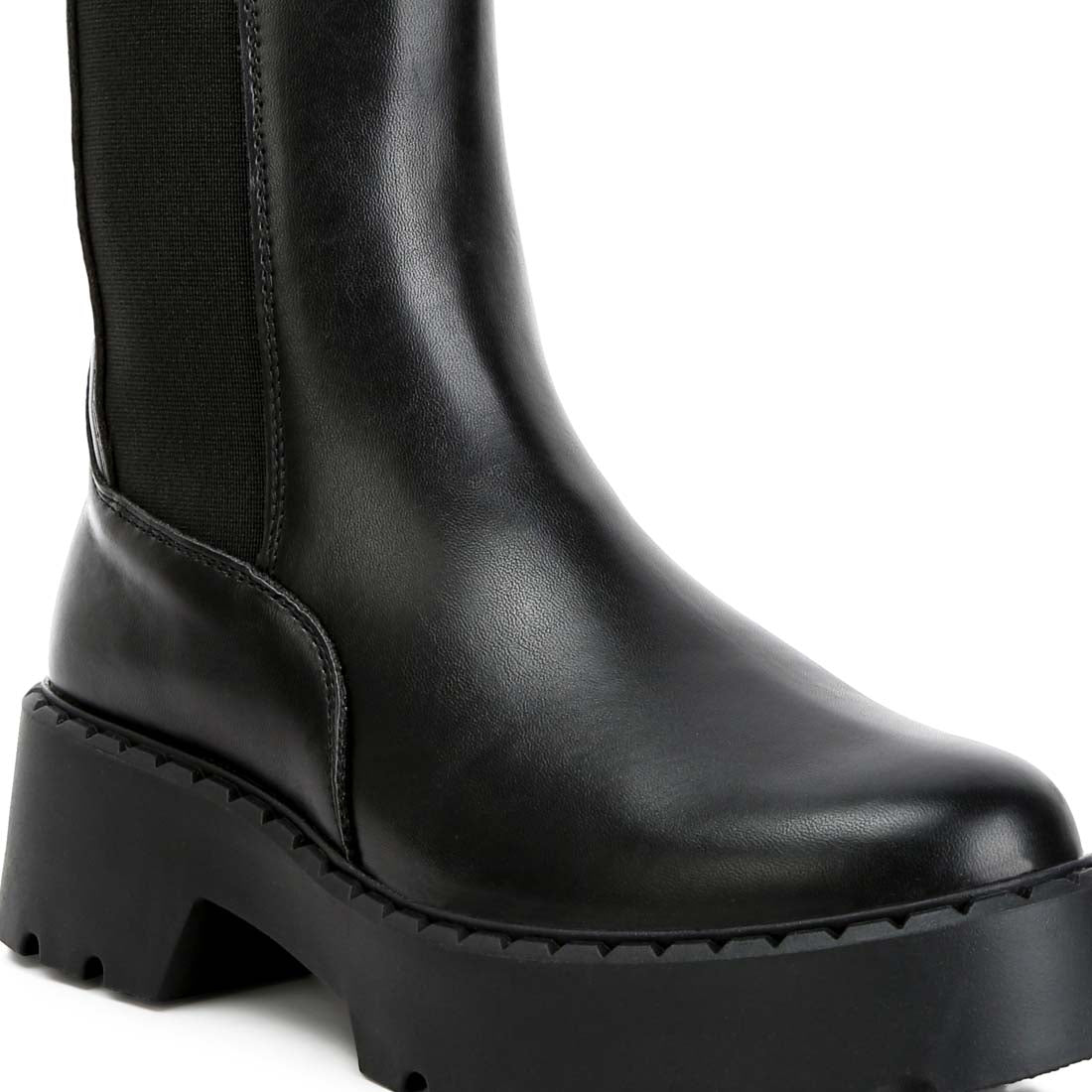 Faux Leather Elasticated Chelsea Boots