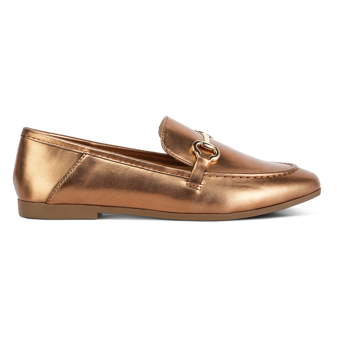 ichiro metallic pu horsebit detail loafers#color_bronze