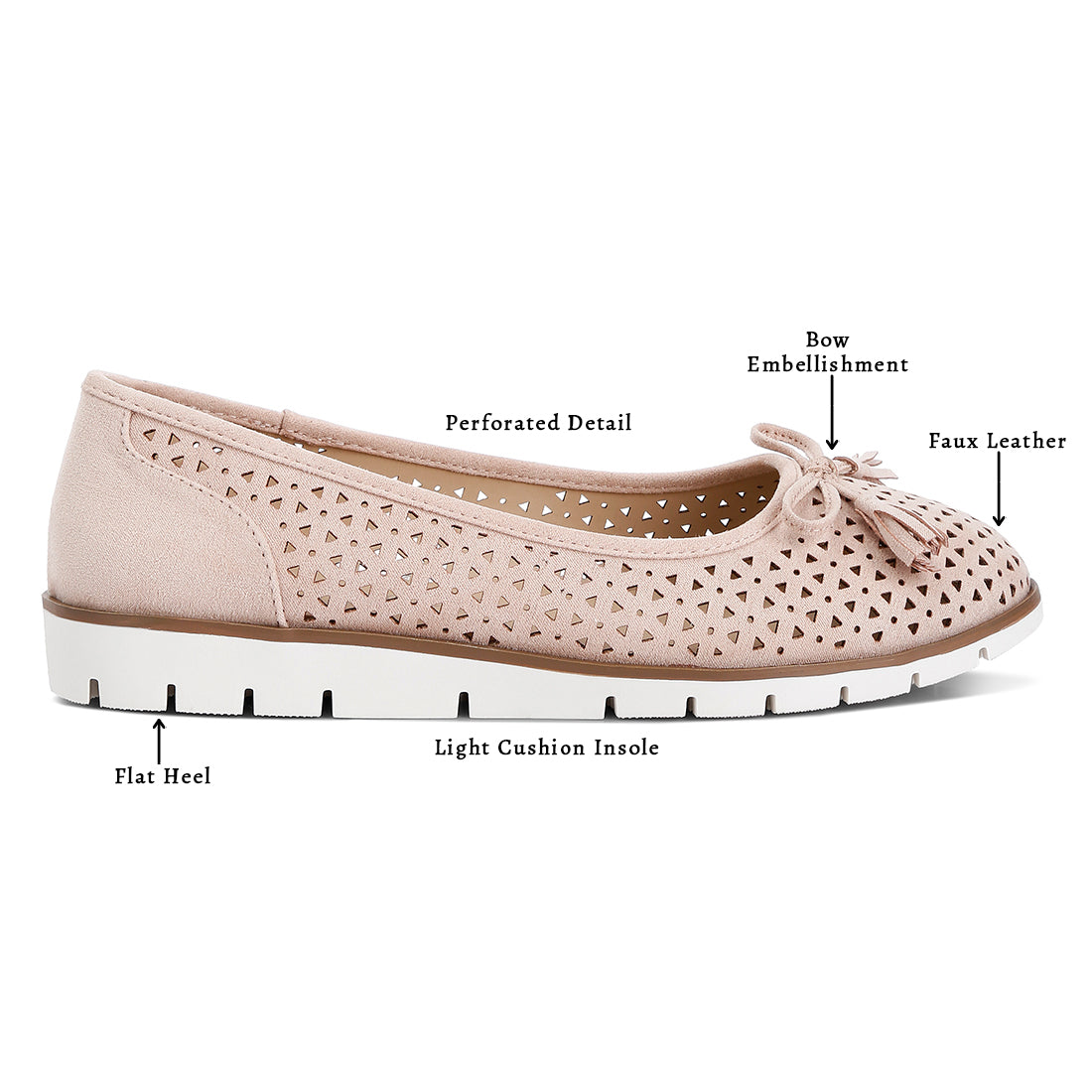 Perforated Faux Leather Ballerinas