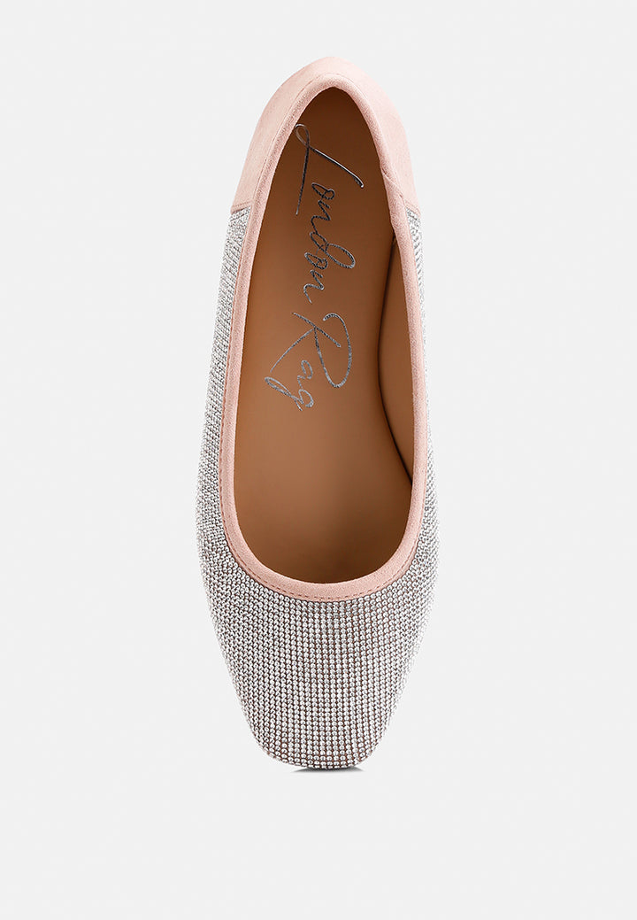 women shimmering rhinestone ballerinas#color_pink