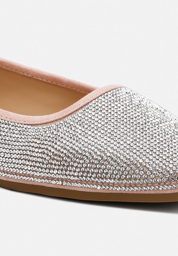 women shimmering rhinestone ballerinas#color_pink