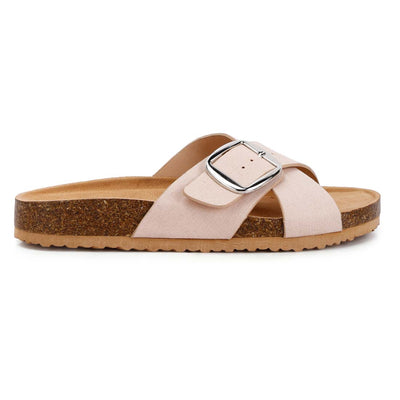 buckle slip on sandals#color_beige