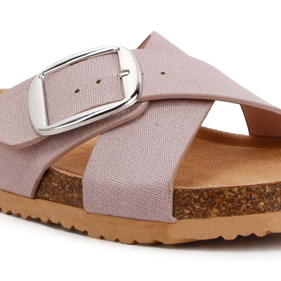 buckle slip on sandals#color_taupe