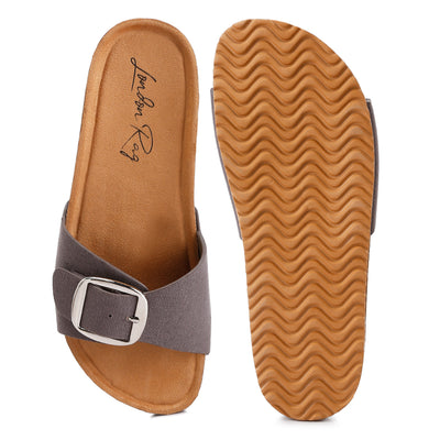 buckle strap slip on sandals#color_grey