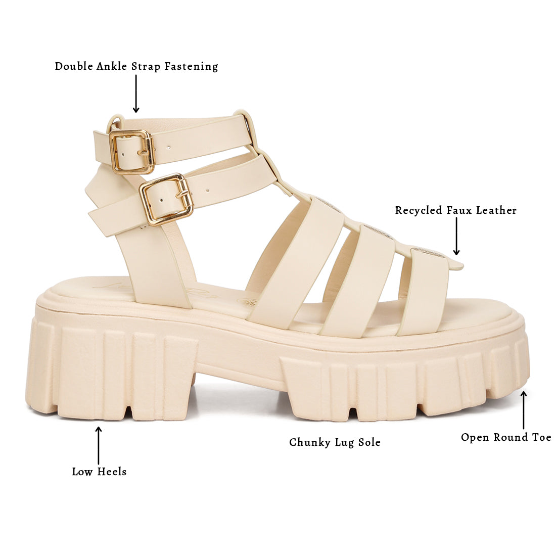 recycled faux leather gladiators#color_beige