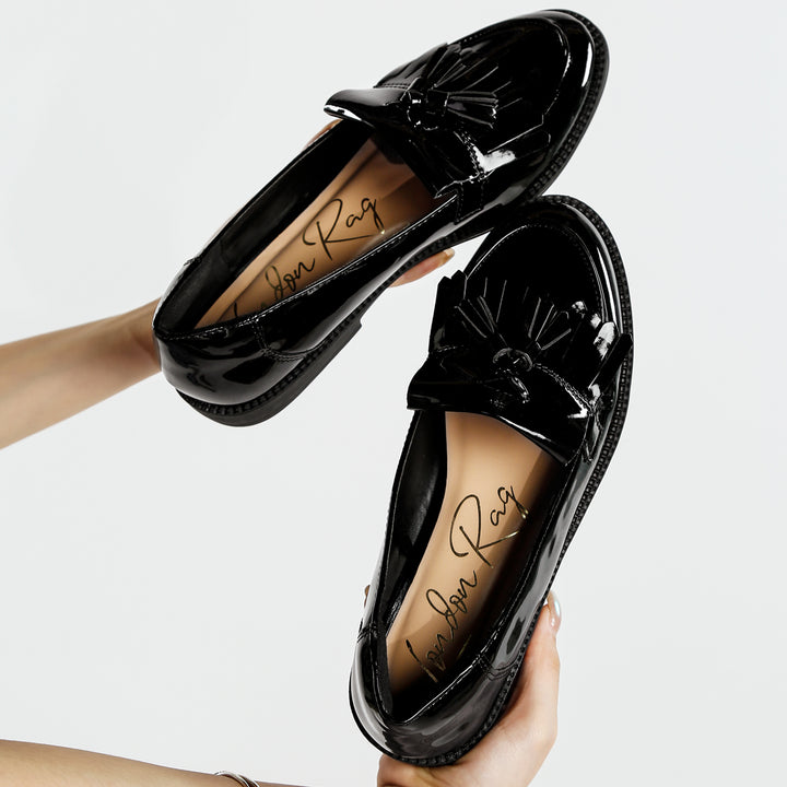 Tassel Faux Leather Loafers