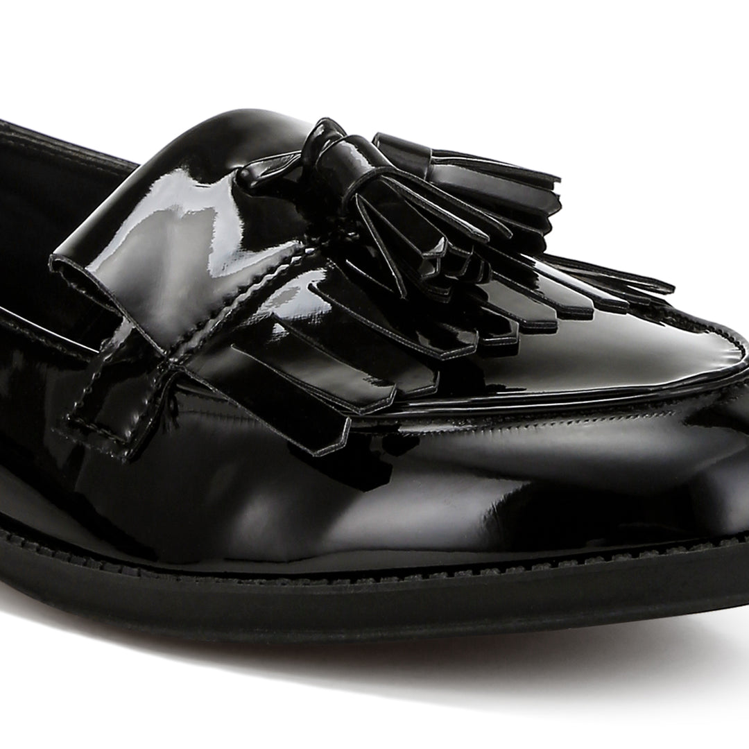 Tassel Faux Leather Loafers