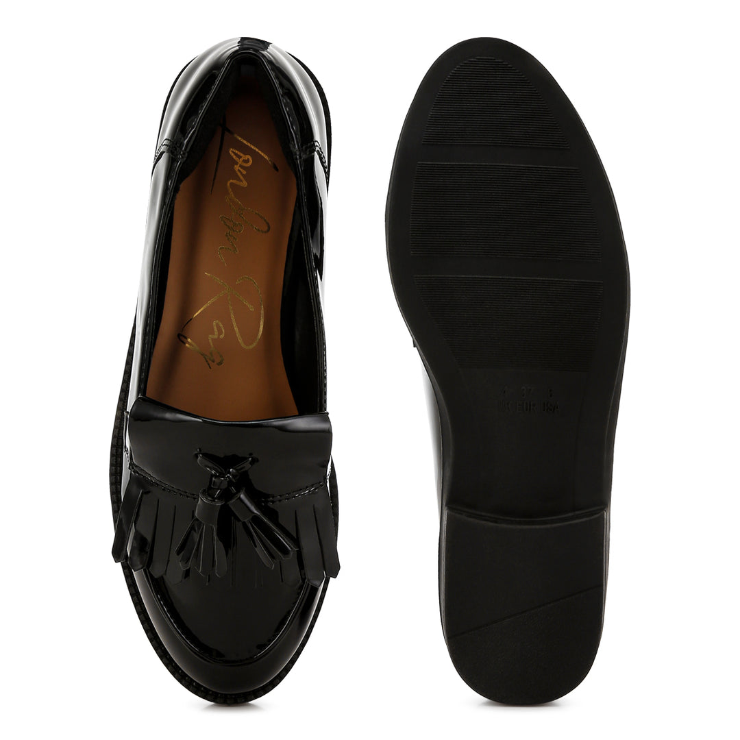 Tassel Faux Leather Loafers