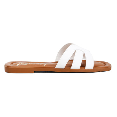faux leather flat sandals#color_white