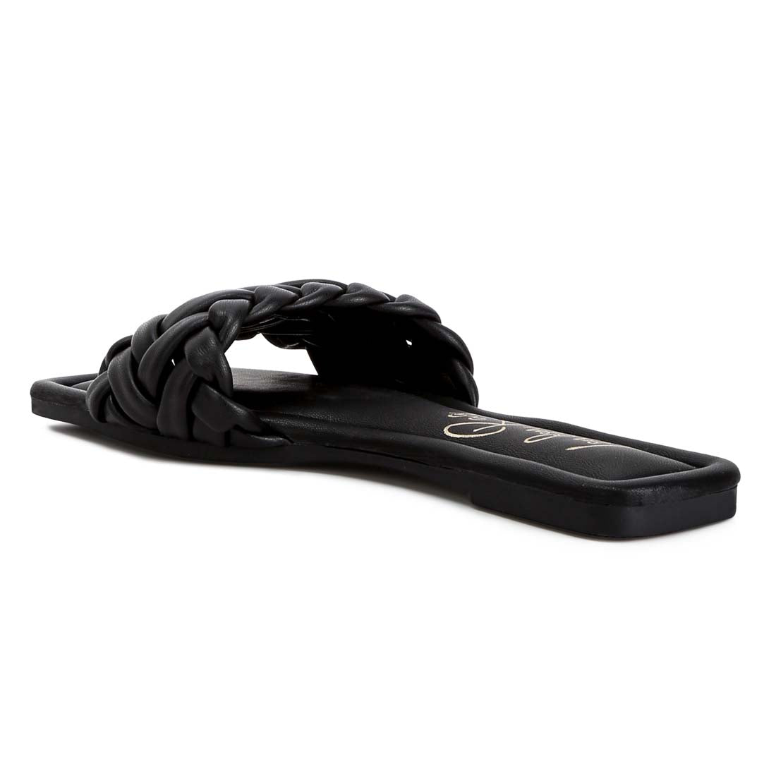 braided strap flat slip ons#color_black