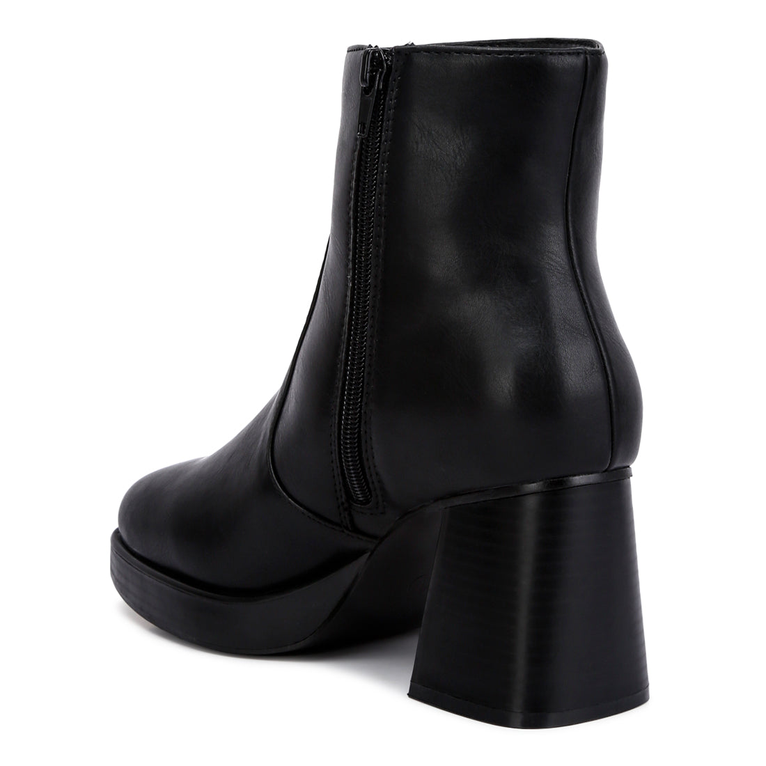 faux leather side zipper closure boots#color_black