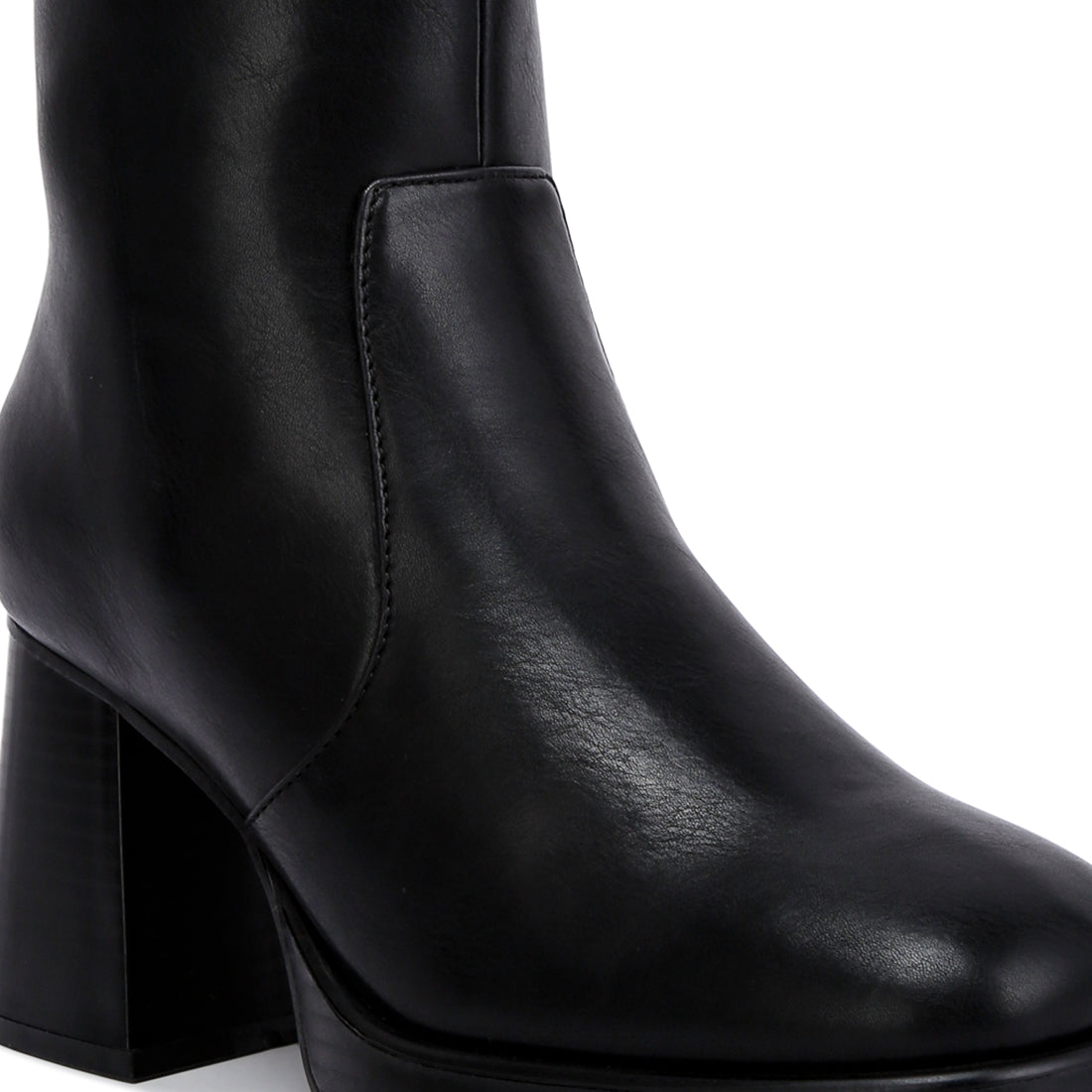 faux leather side zipper closure boots#color_black