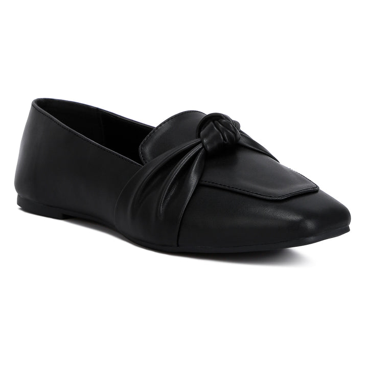 recycled faux leather flat loafers#color_black