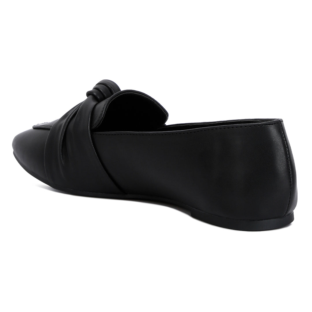 recycled faux leather flat loafers#color_black