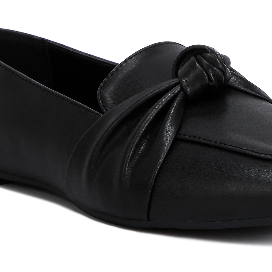 recycled faux leather flat loafers#color_black