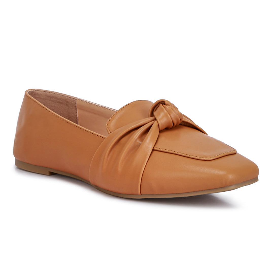 recycled faux leather flat loafers#color_tan