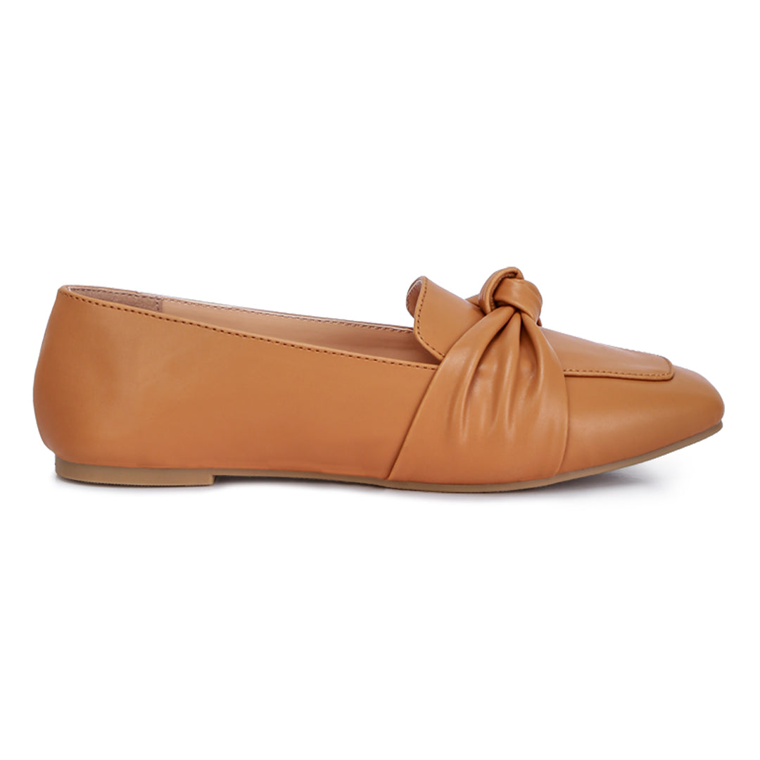 recycled faux leather flat loafers#color_tan