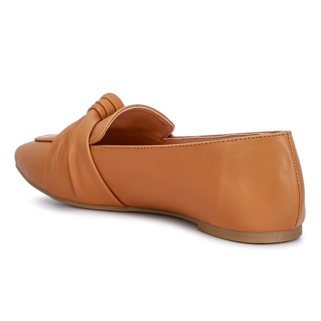 recycled faux leather flat loafers#color_tan