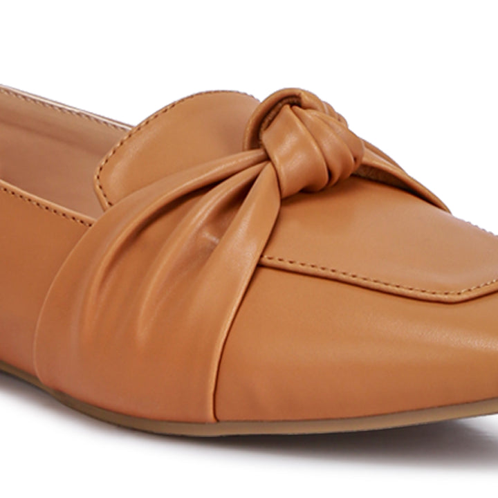 recycled faux leather flat loafers#color_tan