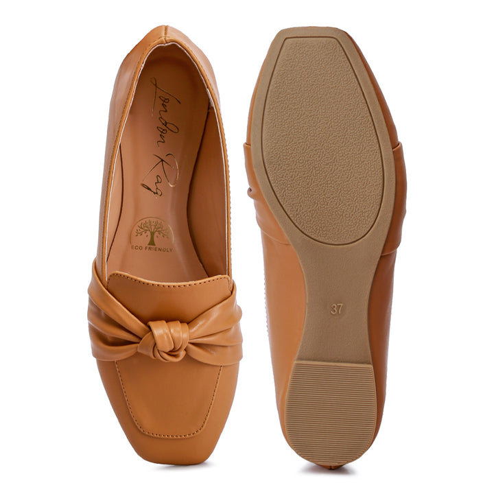 recycled faux leather flat loafers#color_tan