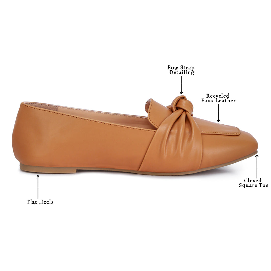 recycled faux leather flat loafers#color_tan