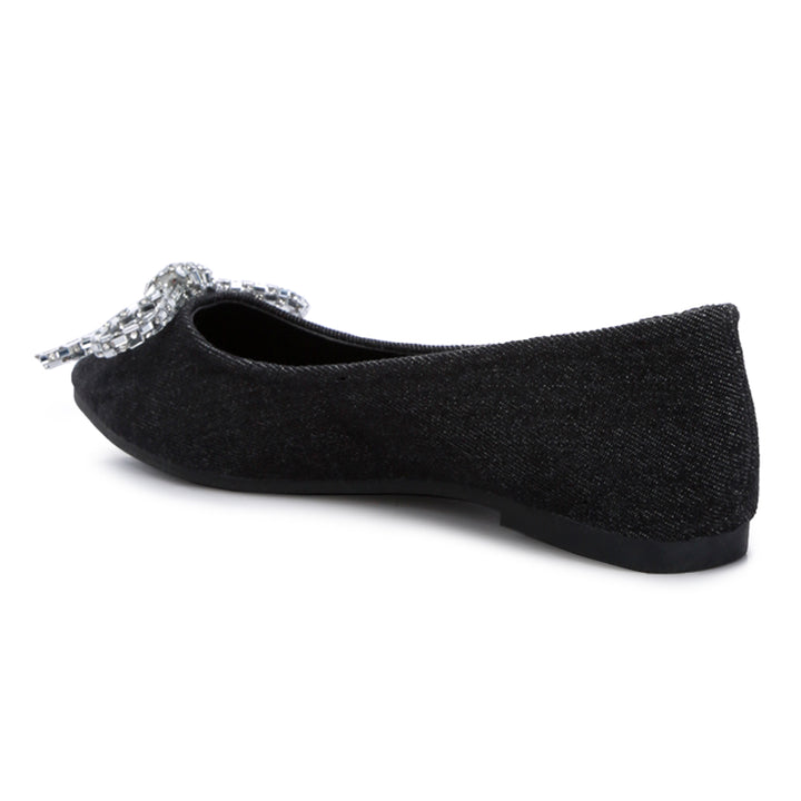 embellished bow detail ballet flats#color_black