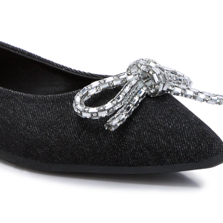 embellished bow detail ballet flats#color_black