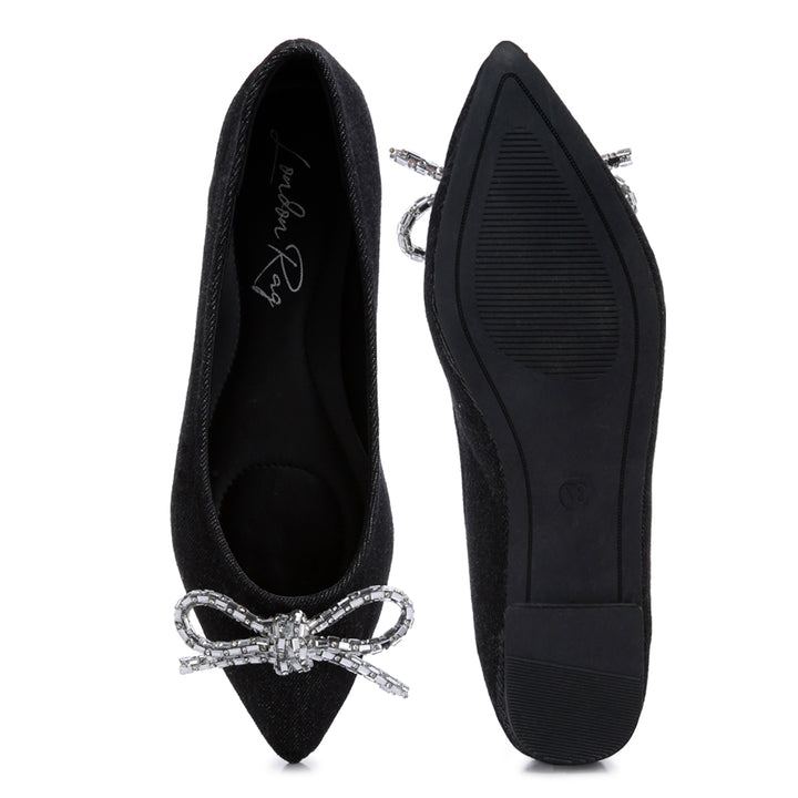 embellished bow detail ballet flats#color_black