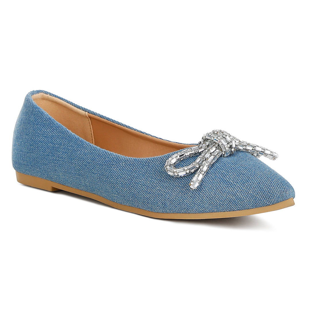 embellished bow detail ballet flats#color_light-blue