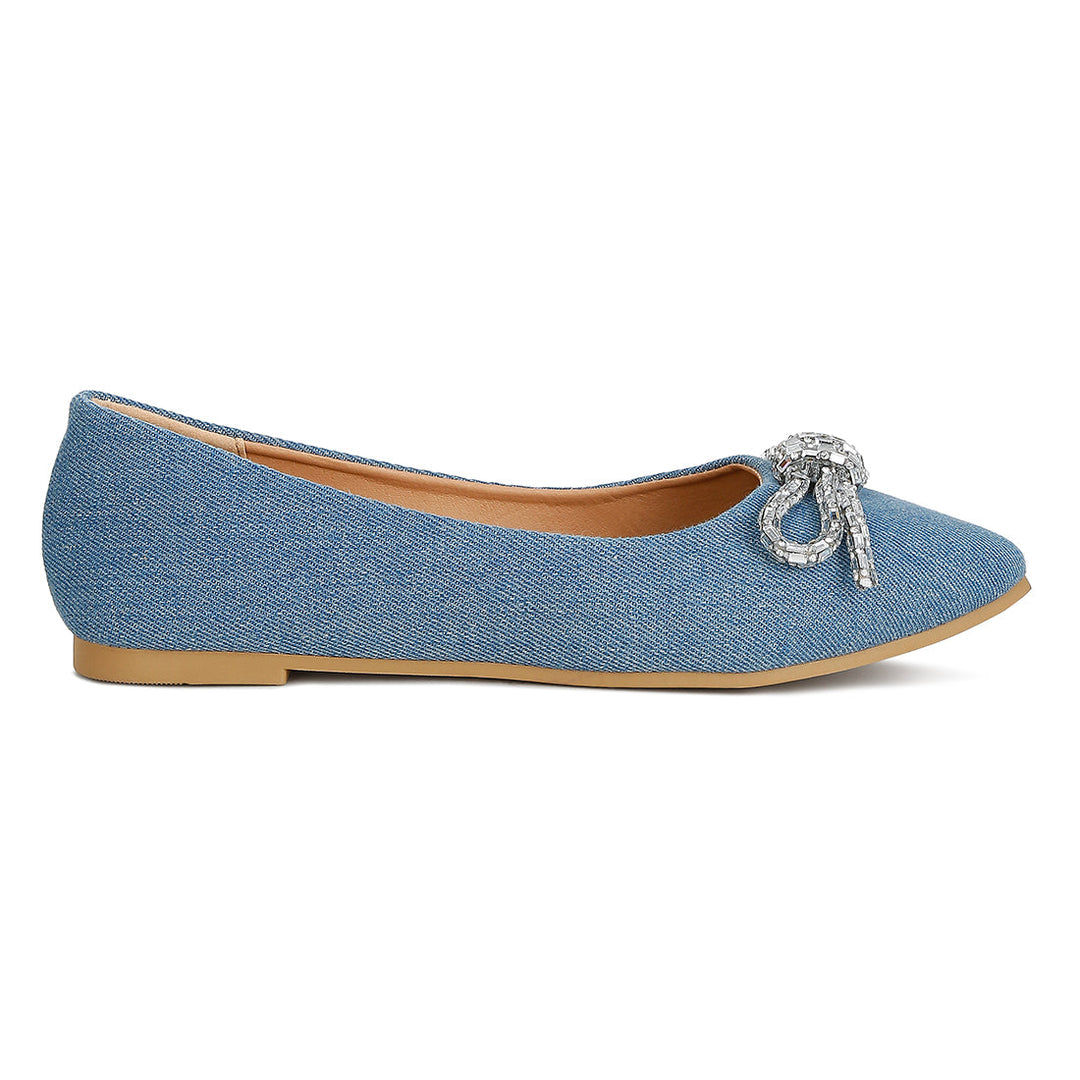 embellished bow detail ballet flats#color_light-blue