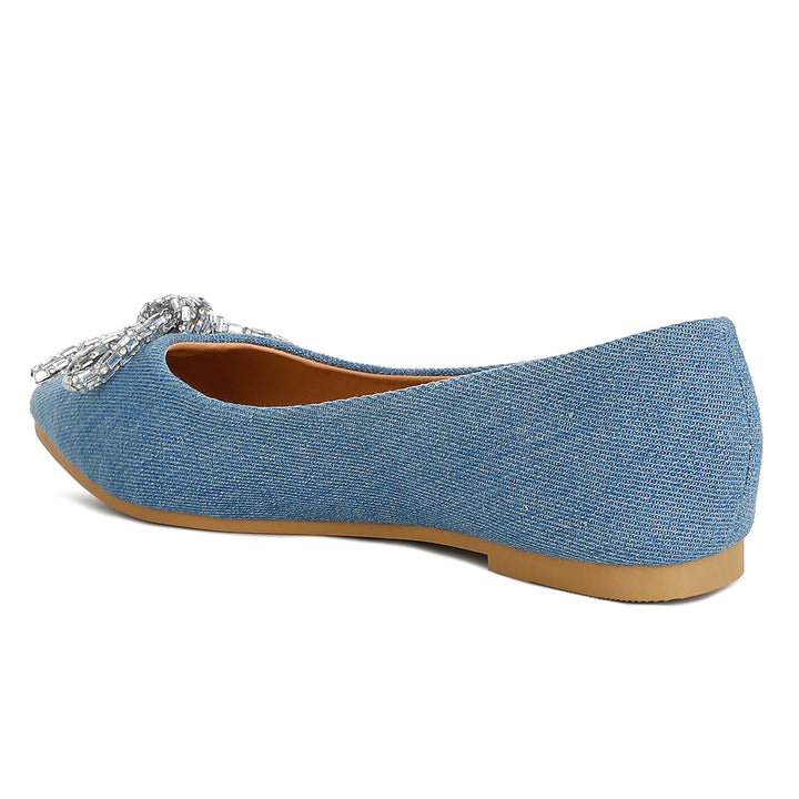 embellished bow detail ballet flats#color_light-blue