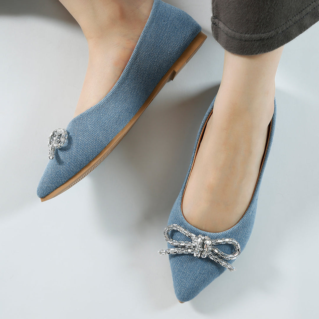 embellished bow detail ballet flats#color_light-blue