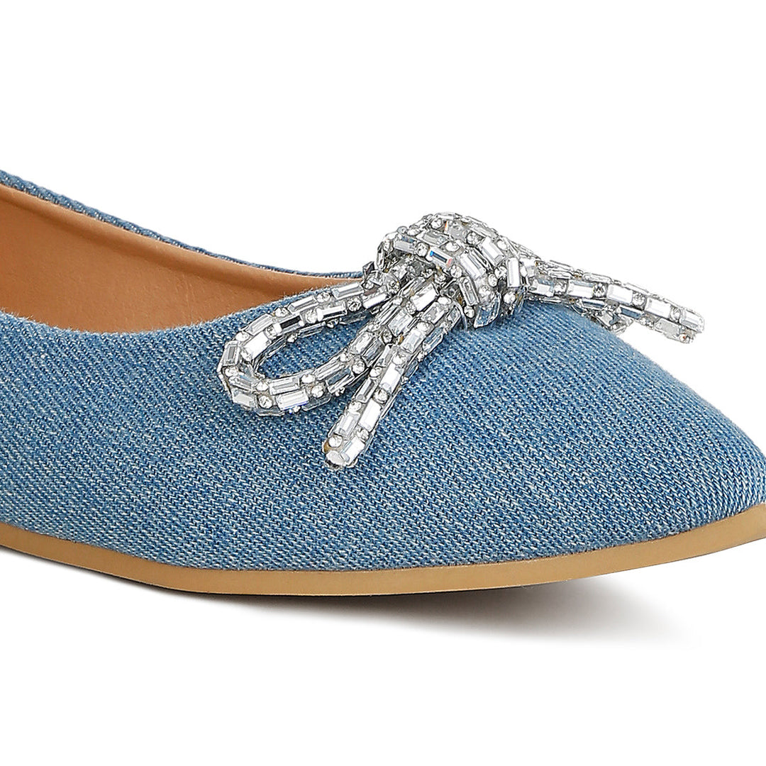 embellished bow detail ballet flats#color_light-blue