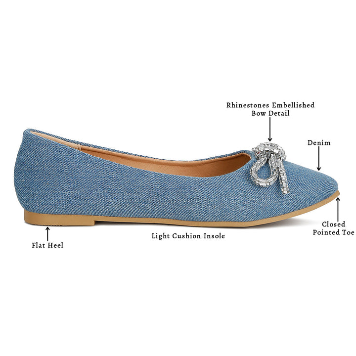 embellished bow detail ballet flats#color_light-blue